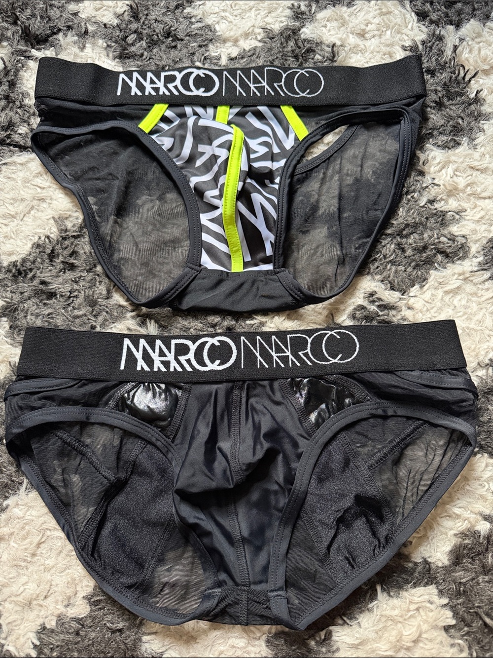 Marco Marco 2-Pack Mesh Briefs Size Medium. Neon Zebra Leather Print